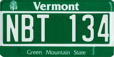 VT license plate NBT134