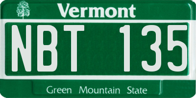 VT license plate NBT135