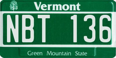 VT license plate NBT136