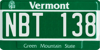 VT license plate NBT138