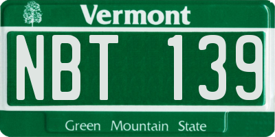 VT license plate NBT139