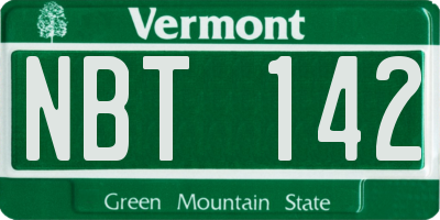 VT license plate NBT142