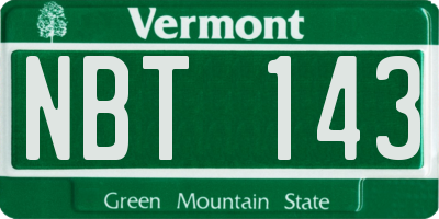 VT license plate NBT143