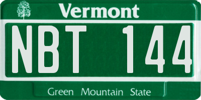 VT license plate NBT144