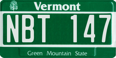 VT license plate NBT147