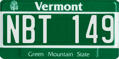 VT license plate NBT149