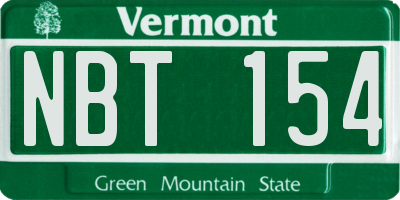VT license plate NBT154