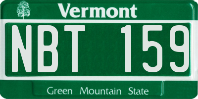 VT license plate NBT159