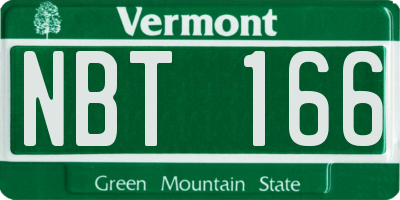 VT license plate NBT166