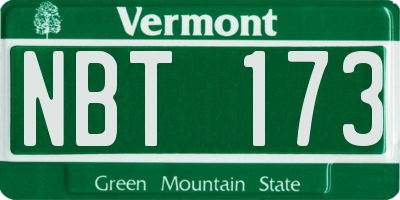 VT license plate NBT173