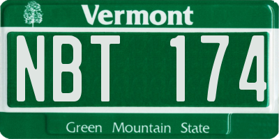 VT license plate NBT174