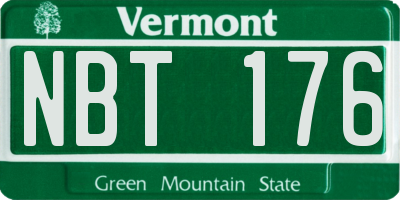 VT license plate NBT176