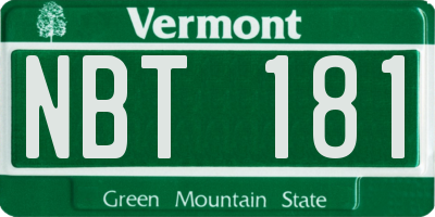 VT license plate NBT181