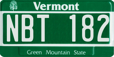 VT license plate NBT182