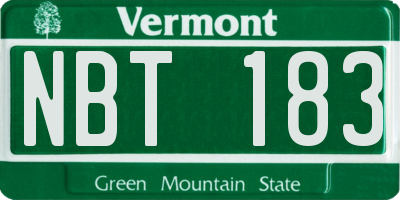 VT license plate NBT183