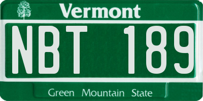 VT license plate NBT189