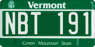 VT license plate NBT191