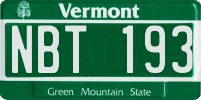 VT license plate NBT193