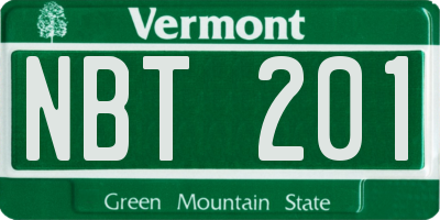 VT license plate NBT201