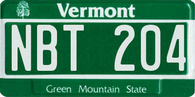 VT license plate NBT204