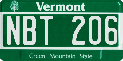 VT license plate NBT206