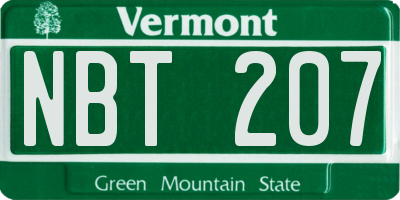 VT license plate NBT207