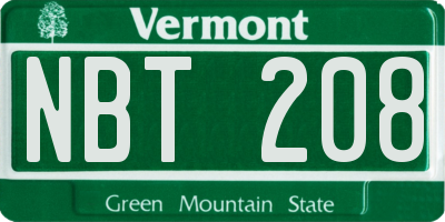 VT license plate NBT208