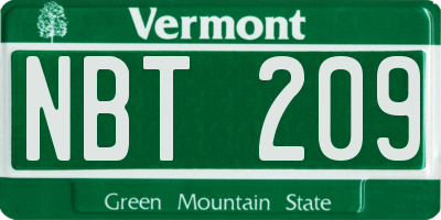 VT license plate NBT209