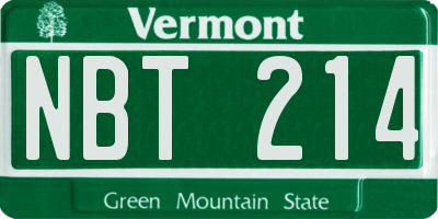 VT license plate NBT214