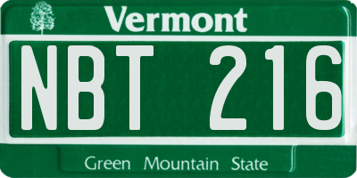 VT license plate NBT216