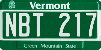 VT license plate NBT217