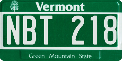 VT license plate NBT218