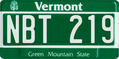 VT license plate NBT219