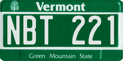 VT license plate NBT221