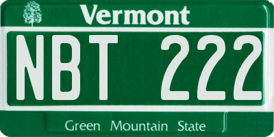 VT license plate NBT222