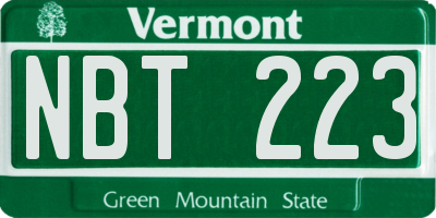 VT license plate NBT223