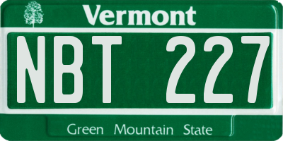 VT license plate NBT227