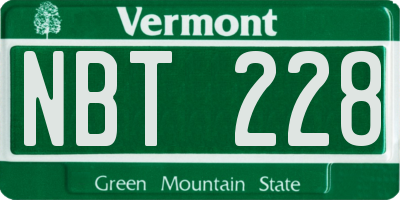 VT license plate NBT228