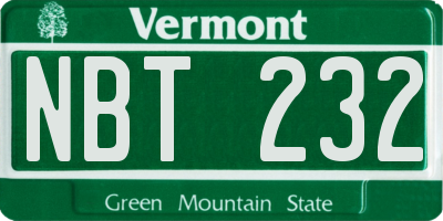 VT license plate NBT232