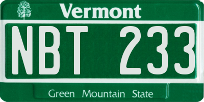 VT license plate NBT233