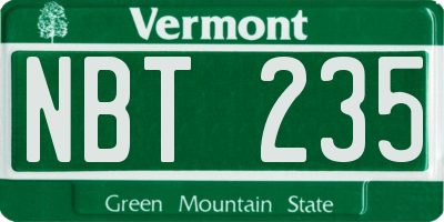 VT license plate NBT235