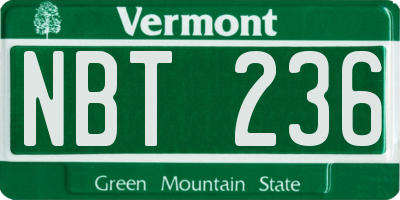 VT license plate NBT236