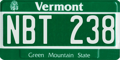 VT license plate NBT238