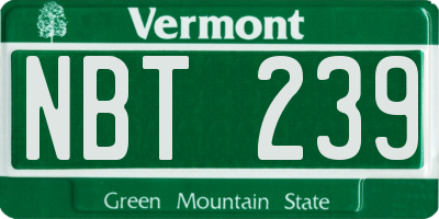 VT license plate NBT239