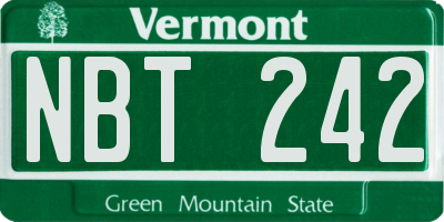 VT license plate NBT242