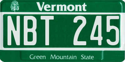 VT license plate NBT245