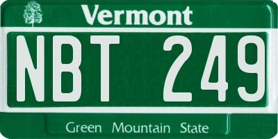 VT license plate NBT249