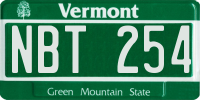 VT license plate NBT254