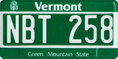 VT license plate NBT258