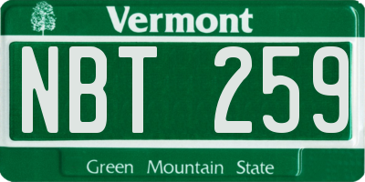 VT license plate NBT259